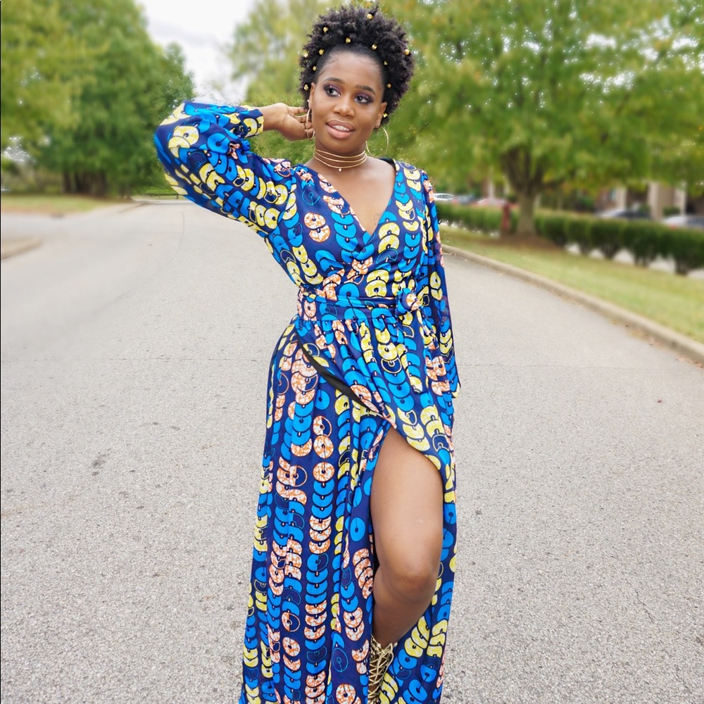 African Print Wrap Dress